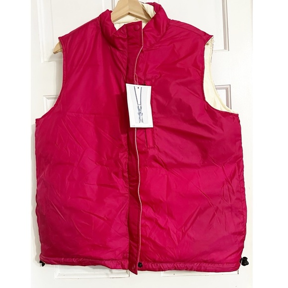 Land End’s Reversible Puff Vest Cream/Pink NWT Sz L - Picture 5 of 7